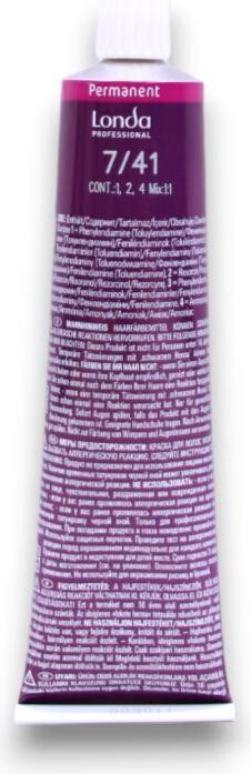 Produktbild Londa Vopsea permanenta 7/41, 60ml (7/41 mittelblond kupfer-asch)