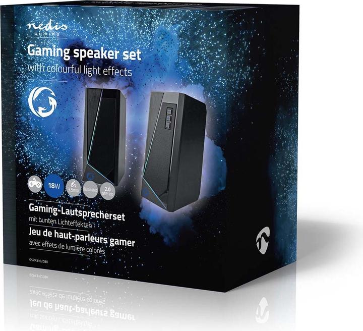 Produktbild Nedis Gaming-Lautsprecher | Lautsprecherkanäle: 2.0 | Stromversorgung über USB | 3.5 mm Stecker | 18