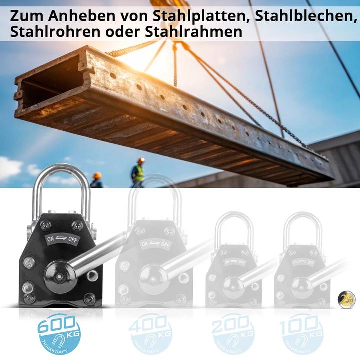 Produktbild Stahlwerk Lasthebemagnet mit 600 kg 1322 lbs Tragkraft 2100 kg 4629 lbs Zugkraft (1 x)
