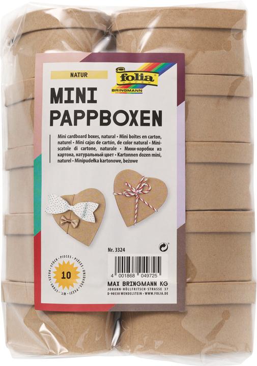 Actual product image Folia Cardboard Box Set Mini HEART, natural (Gift box, 10 x)