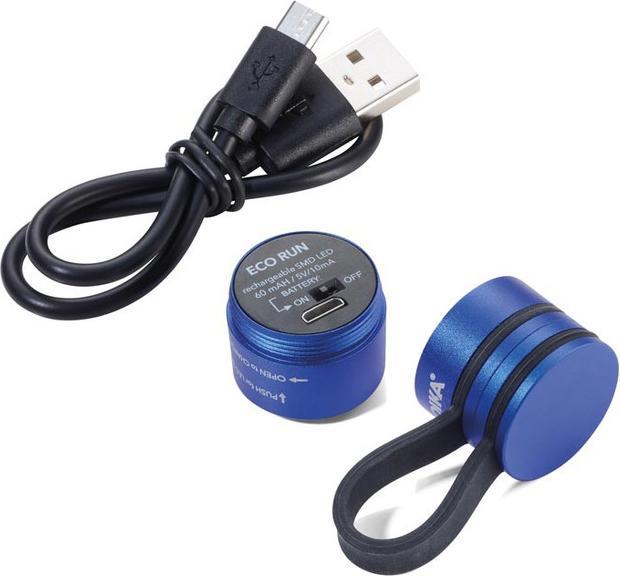 Image du produit Troika ECO RUN Lampe de poche avec lumière LED, 3 fonctions d'éclairage, incl. câble de charge, bleu (3.60 cm)