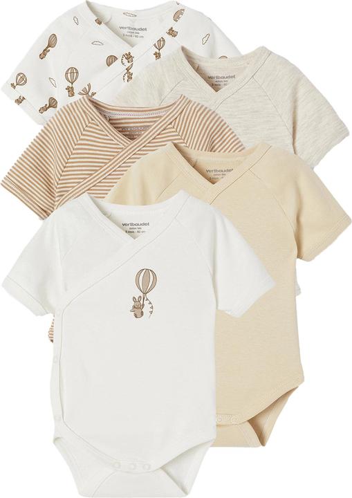 Vertbaudet Bio-Kollektion: 5er-Pack Baby Kurzarm-Bodys mit Heissluftballon