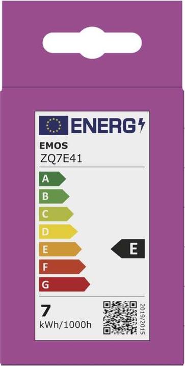 Label énergétique Emos Lampe LED Classic R63 / E27 / 7 W (60 W) / 806 lm / Blanc chaud (E27, 7 W, 806 lm, 1 x, E)