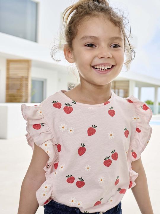 Actual product image Vertbaudet Mädchen T-Shirt mit Volants und Erdbeeren (128)