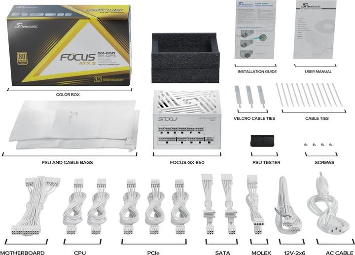 Actual product image Seasonic Focus GX-850 V4 850W ATX3.0 white (850 W)