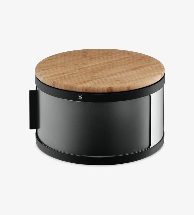 Actual product image WMF Gourmet bread bin round / bread box with cutting board 32 x 13cm bamboo Cromargan stainless steel