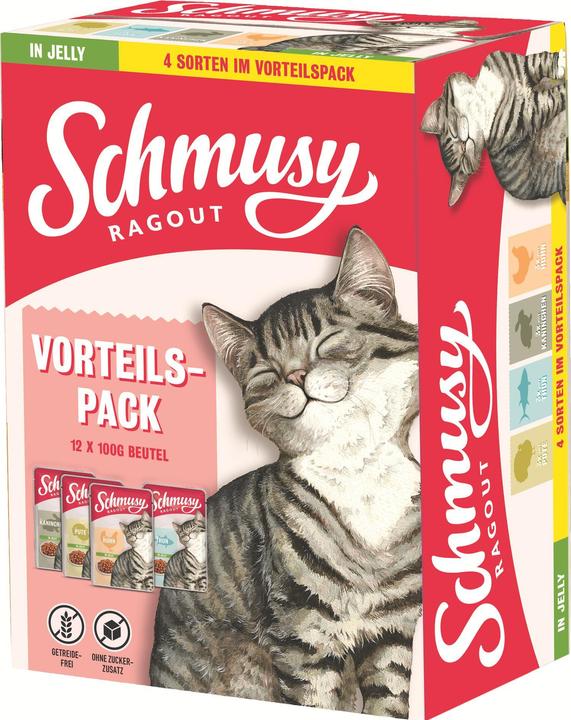 Actual product image Schmusy Wet food Ragout Multipack Jelly, 12 x 100 g (Adult, 12 pcs., 1200 g)