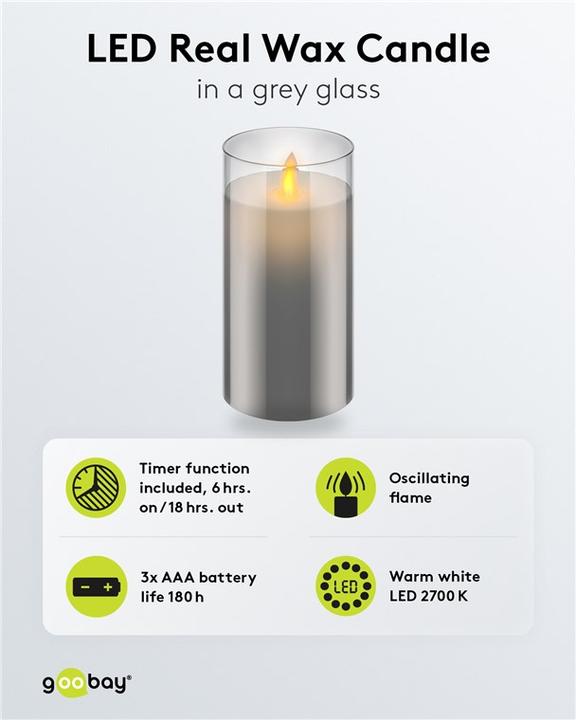 Immagine prodotto Goobay Candela di cera reale a LED, 75x 150 mm (1 x)