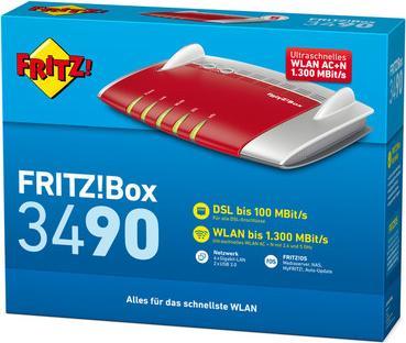 Produktbild AVM FRITZ!Box 3490 - integriertes VDSL- u.ADSL-/ADSL2+-Modem - Dual-WLAN AC + N 1.300MBit/s (5GHz) +...