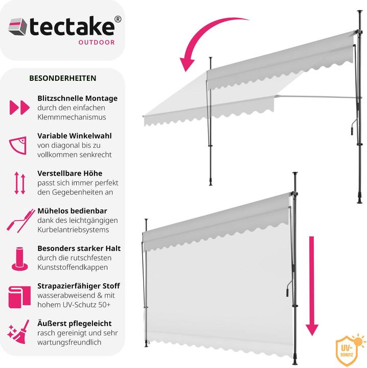 Actual product image tectake Store à pince sans perçage avec manivelle, réglable en hauteur (3.50 m)