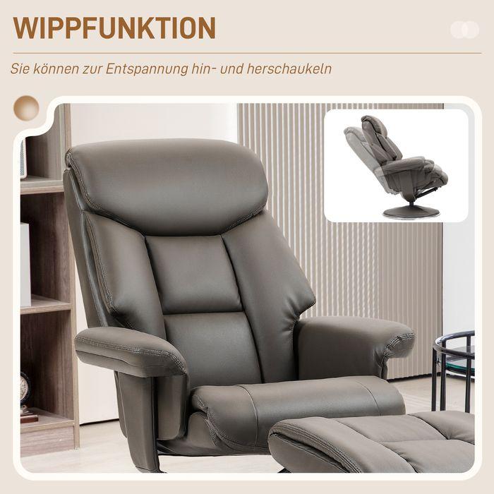Actual product image Swisshandel24 Relaxing armchair with stool, reclining function, rocking function, imitation leather, grey
