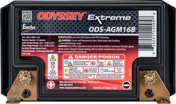 Actual product image EnerSys PC535 Odyssey Motorcycle Battery (12 V, 14 Ah, 200 A)
