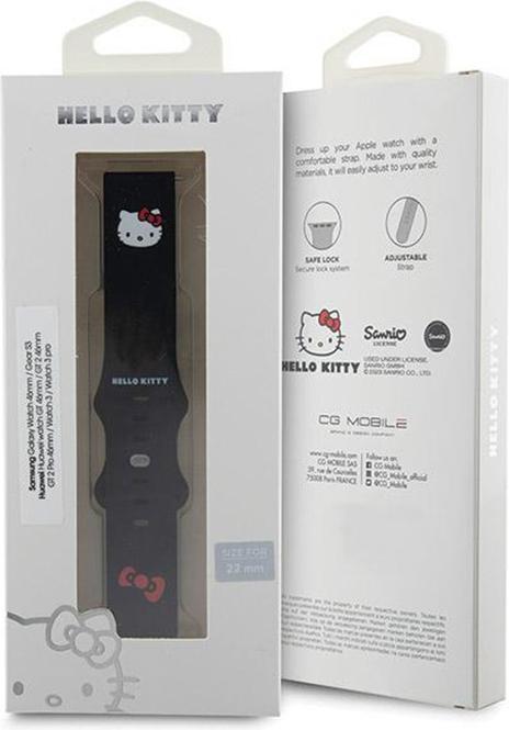Actual product image Hello Kitty Pasek Uniwersalny HKUWLSCHBLK Silicone Kitty Head czarny/black 22mm (22 mm, Silicone, Stainless steel, Watch 3)