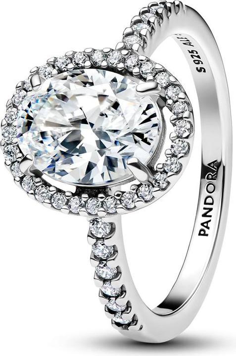 Pandora Ovaler Funkelnder Strahlenkranz Ring (54, 925 Silber)