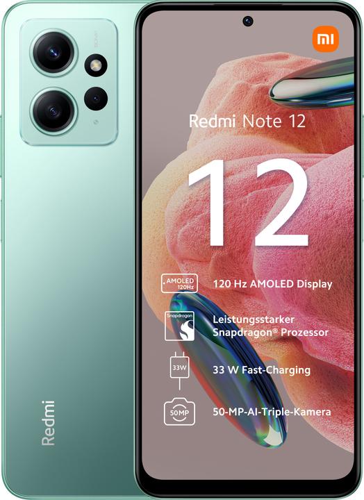 Xiaomi Redmi Note 12 (128 GB, Mint Green, 6.67", Dual SIM, 50 Mpx, 4G)