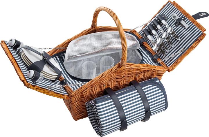 Produktbild tectake Picknickkorb Usedom für 4 Personen, mit Kühlfach & Zubehör