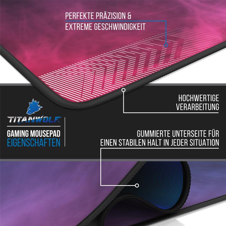 Produktbild Titanwolf Gaming Mauspad, XXXL Speed Mausmatte 1200 x 600 mm, Geschwindigkeit & Präzision, Farbiger Rauch (3XL)