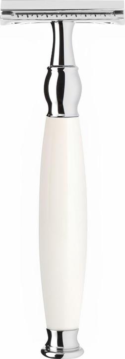 Actual product image Mühle Safety razor, compatible with classic razor blade, handle made of porcelain/metal, chrome-plated