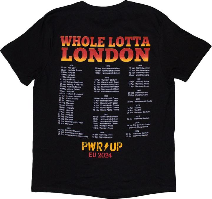 Actual product image AC/DC Unisex Adult Whole Lotta London PWR-UP EU Tour 24 Back Print T-Shirt (M)