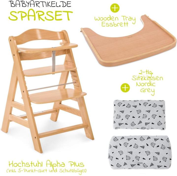 Actual product image Hauck Highchairs Highchair Alpha Nature - in economy set incl. wooden dining board (Highchair)