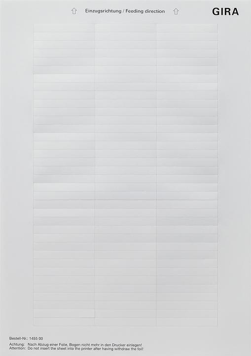 Actual product image Gira Labeling sheet