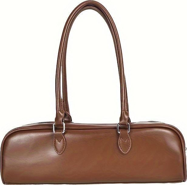 Produktbild Only-Bags.Store Klassische Retro-Baguette-Tasche, PU-Leder lange Handtasche mit Reissverschluss, modische Geldbörse