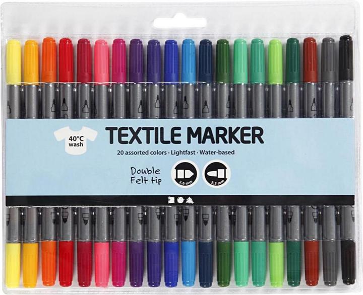Creativ Company Textilmarker Set Mehrfarbig (Mehrfarbig, 2.30 mm, 20 x)