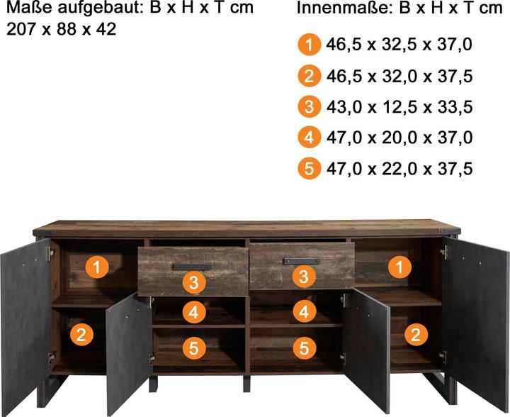 Actual product image Trendteam prime pier (207 x 42 x 88 cm)