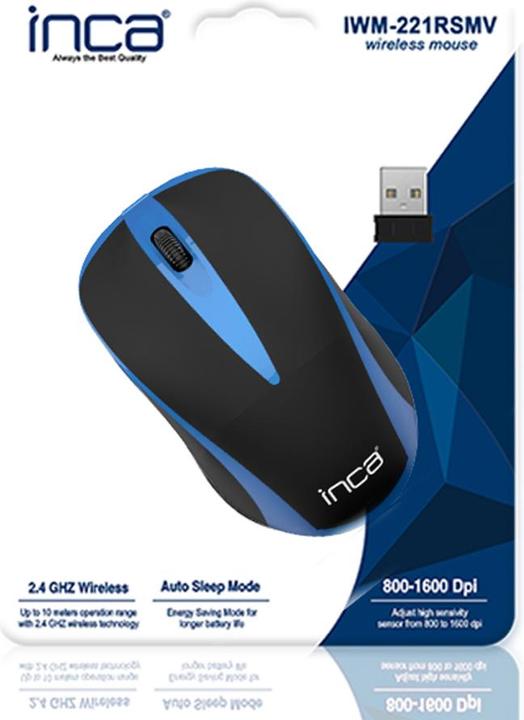 Produktbild Inca Maus IWM-221RSMV Nano-USB, Wireless, 1000 DPI, BL/SW (Kabellos)