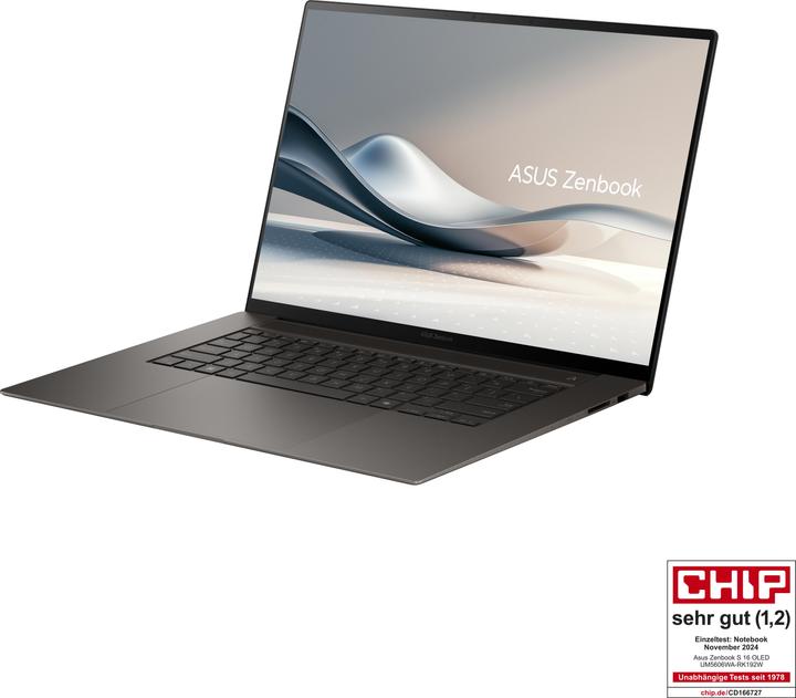 Produktbild ASUS Zenbook S 16 (16", AMD Ryzen AI 9 365, 24 GB, 1000 GB, DE)