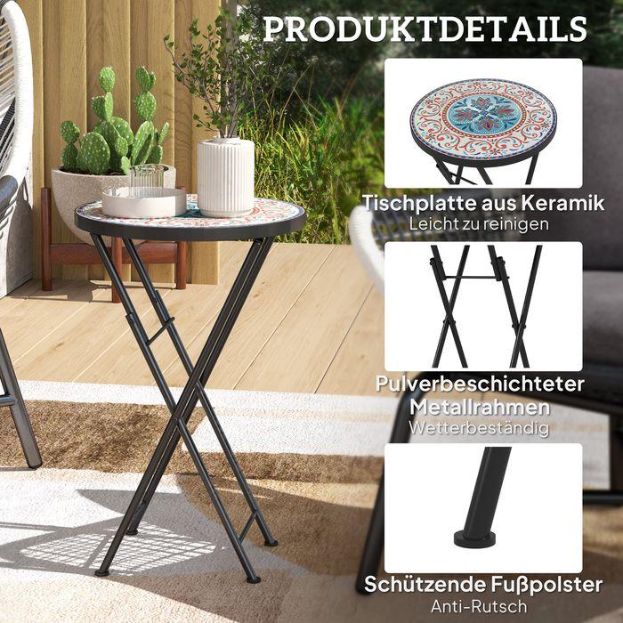 Produktbild Swisshandel24 Beistelltisch klappbar Gartentisch Mosaik-Design Ø35,5x55 cm Mehrfarbig