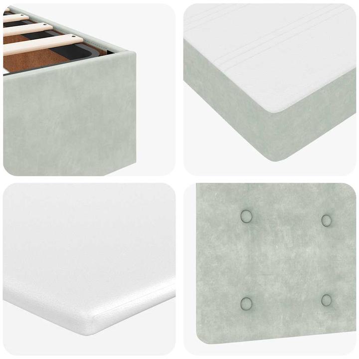 Actual product image VidaXL Ottoman bed with mattress light grey 90x200 cm velvet (90 x 200 cm)