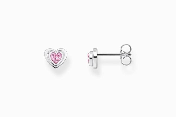 Produktbild Thomas Sabo Ohrstecker Herz mit pinkfarbenem Zirkonia Silber geschwärzt (925er Silber)