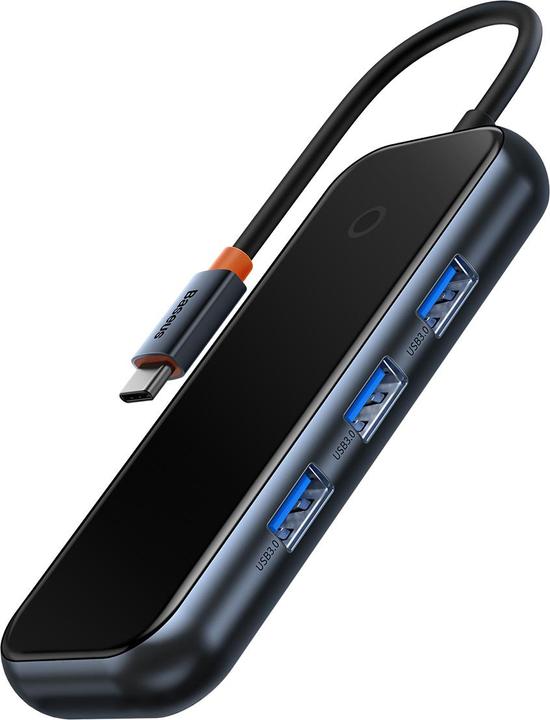 Actual product image Baseus AcmeJoy 4-Port Type-C HUB AdapterType-C to USB3.0*4Dark Grey (USB-C, 4 Ports)