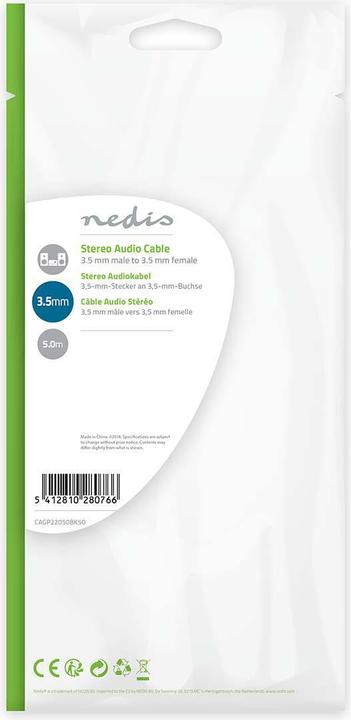 Produktbild Nedis Audiokabel Stereo Klinkenstecker 3.5 mm (5 m, 3.5mm Klinke (AUX))