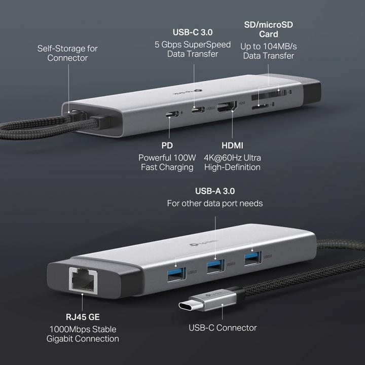 Produktbild TP-Link USB Hub USB Type-C 6-Port Hub UH9120C (USB-C, 9 Ports)