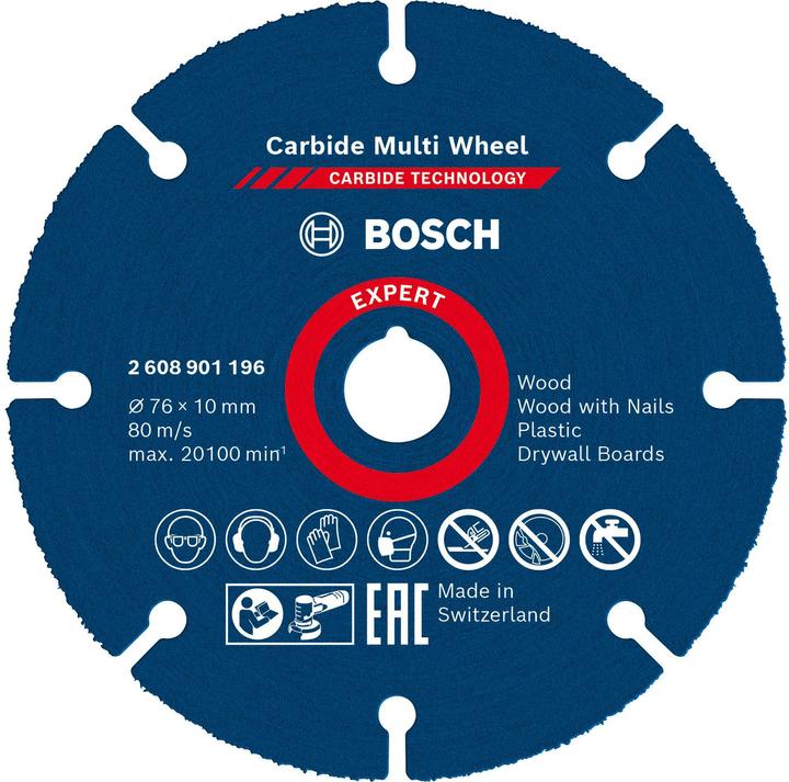 Bosch Professional Zubehör EXPERT Carbide Multi Wheel cut-off wheel, 76 mm, 10 mm