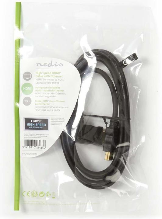 Produktbild Nedis Videokabel, links abgewinkelt, HDMI Stecker (1.50 m, HDMI)