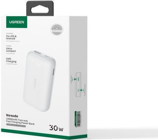 Actual product image Ugreen Power Bank 10000mAh 30W Power Delivery / Quick Charge 3.0 Λευκό (10000 mAh, 30 W, 30 Wh)