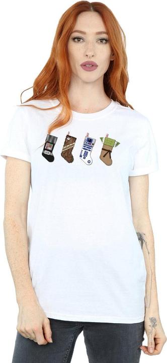 Actual product image Star Wars Womens/Ladies Christmas Stockings Cotton Boyfriend T-Shirt (M)