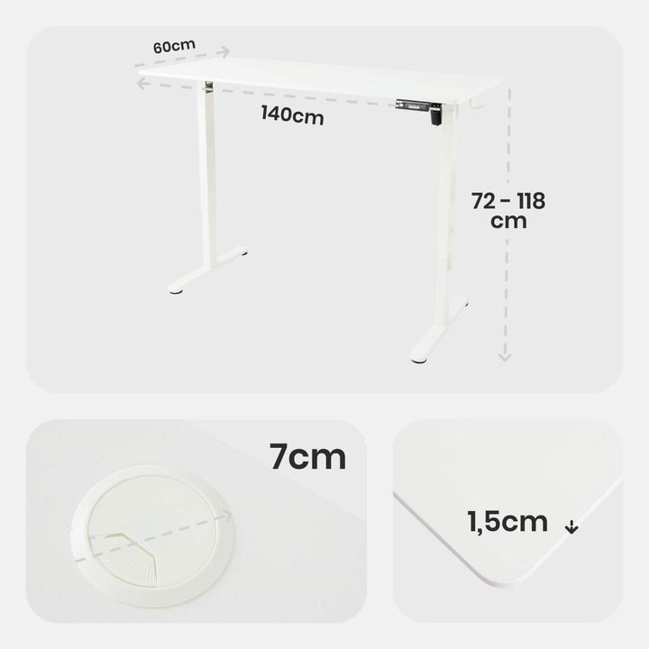 Actual product image Arebos Höhenverstellbarer Schreibtisch (140 x 60 x 72 cm)
