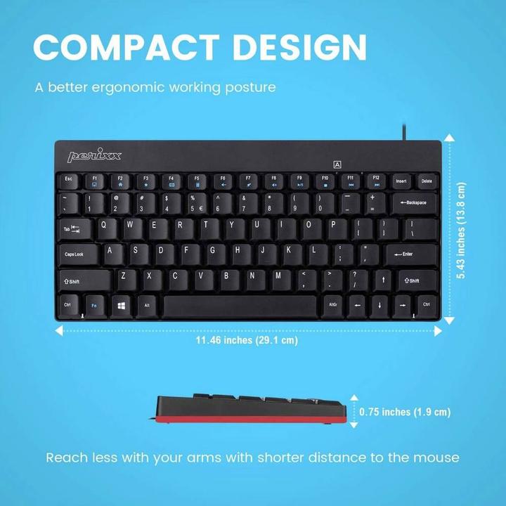 Produktbild Perixx USB-Tastatur Deutsch, QWERTZ Schwarz USB-Anschluss (DE, Kabelgebunden)