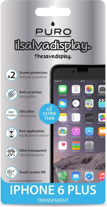 Produktbild Puro 2 x iPhone 6 Plus Displayschutzfolie (SDIPHONE655) (2 Stück, Apple iPhone 6 Plus)