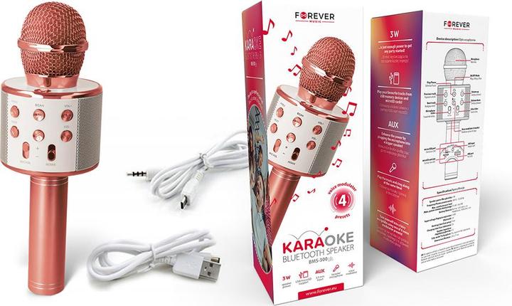 Immagine prodotto Forever Microfono Bluetooth con altoparlante BMS-300 Lite oro rosa