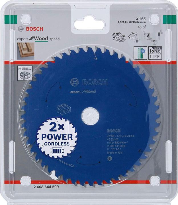 Produktbild Bosch Professional Zubehör Akku-Kreissägeblatt Expert for Wood, 165 x 1,5/1 x 20, 48 Zähne