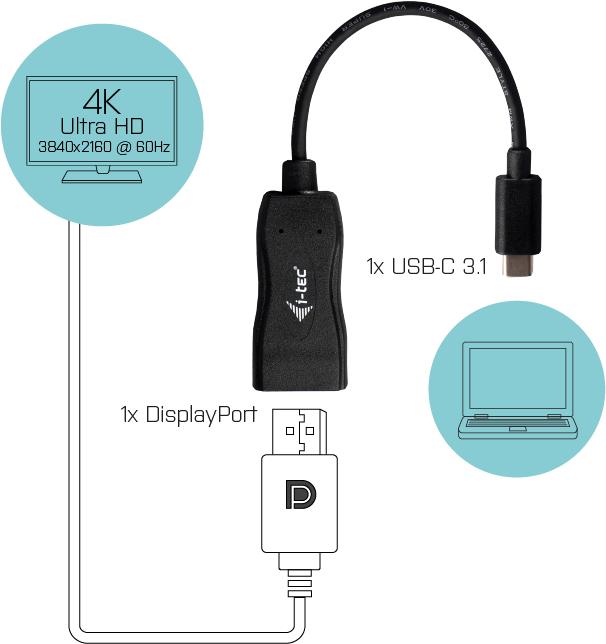 Produktbild i-tec USB Typ-C zu (DP, 15 cm)
