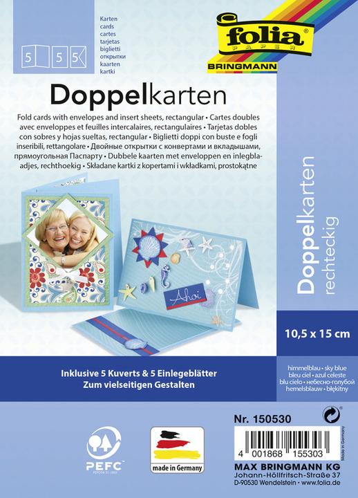 Image du produit Folia Cartes doubles rectangulaires 220 g/m2 (5 pcs)