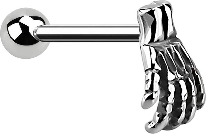 Produktbild Star Piercing Micro Barbell silber mit Skelett Hand (Chirurgenstahl 316L)