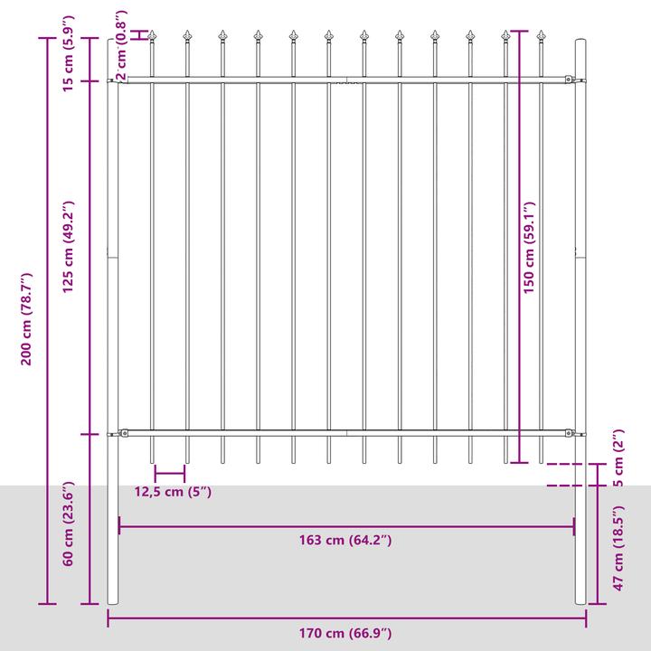 Immagine prodotto VidaXL Recinzione da giardino con tetto a punta grigio 1,7x1,5 m in acciaio