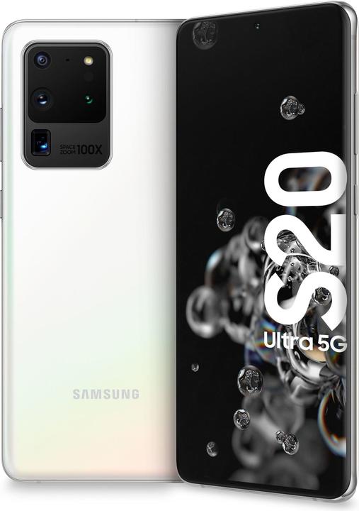 Produktbild Samsung Galaxy S20 Ultra 5G EU (128 GB, Cloud White, 6.90", Hybrid Dual SIM + eSIM, 108 Mpx, 5G)